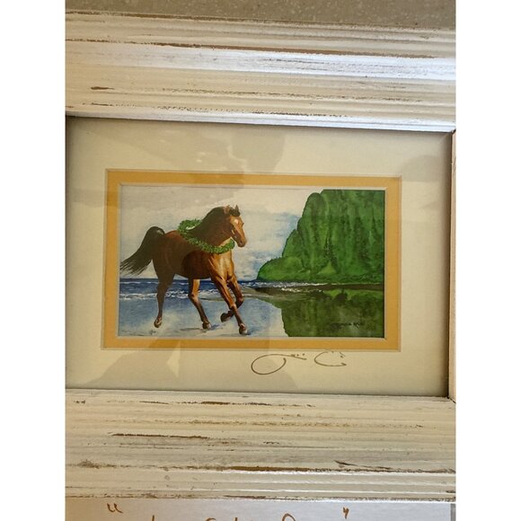 Hawaiian Horse Print "Holau O Waiulau" By Artist Jim Warren In 5"x7" White Distr - Picture 2 of 7